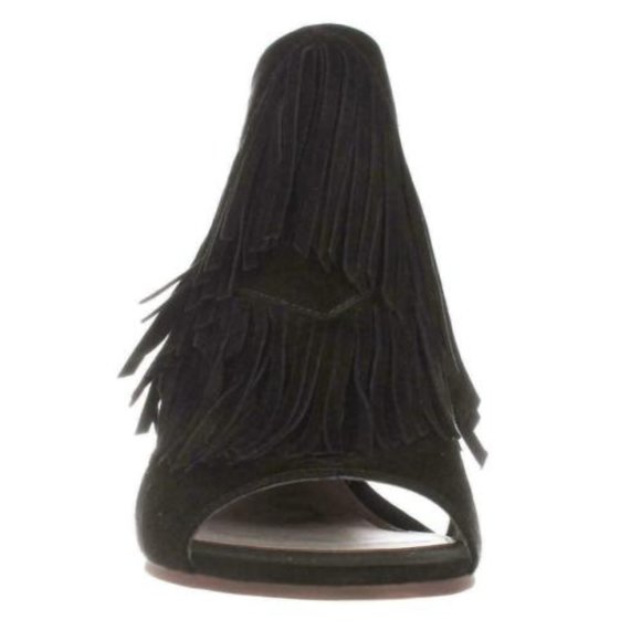 Sam Edelman Elaine Black Suede Fringe Heel 6.5 Womens - Picture 7 of 7